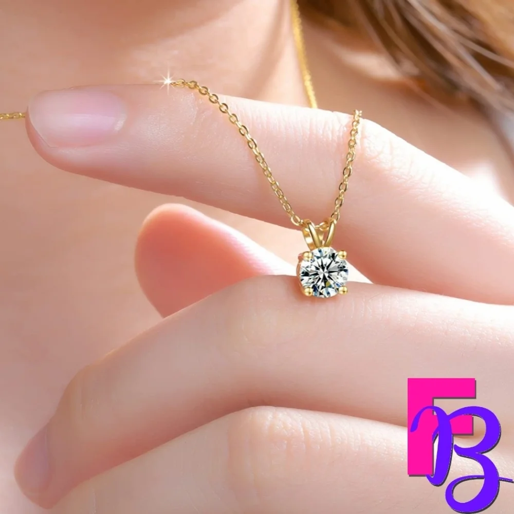 Moissanite Solitaire Pendant Necklace - Picture 4 of 14